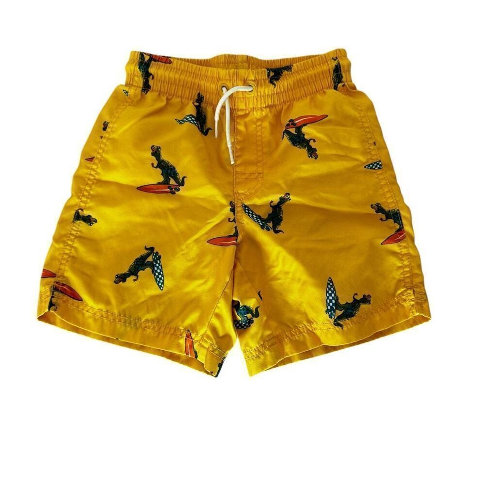 Short Swim Trunks Yellow  Boys Dinosaurs Yellow SZ M #2429